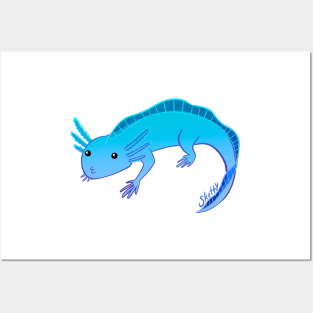 Axolotl Blue Posters and Art